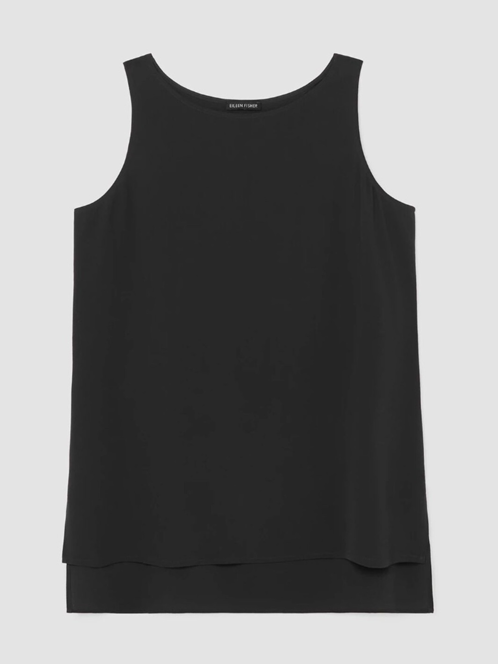 EILEEN FISHER Silk Georgette Crepe Bateau Neck Tank Top Black Size XXS